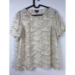 Vince Camuto Eyelash Fringe Sheer Blouse Size Large Boho Sexy
